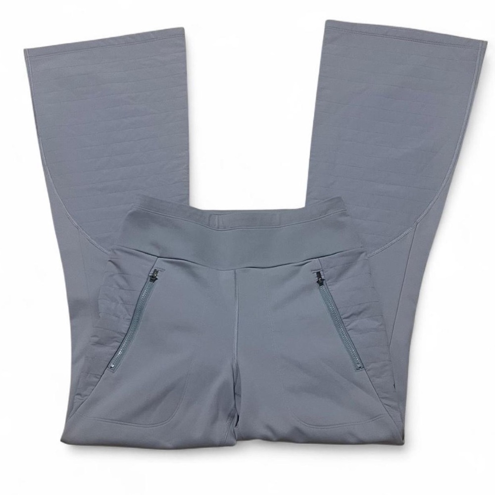 Athleta Peak Hybrid Fleece Quilted Pants Blue/Gray Color Flare Leg XS Activewear